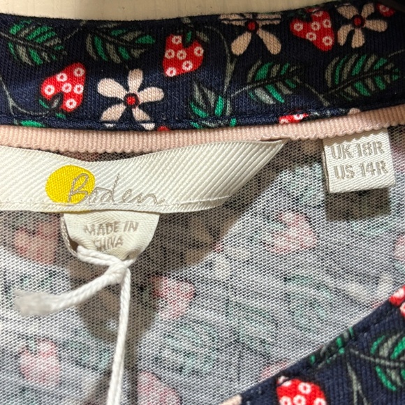 NWT Boden Smocked Jersey Shirt Dress Navy Floral Berry sz 14R - Picture 10 of 13